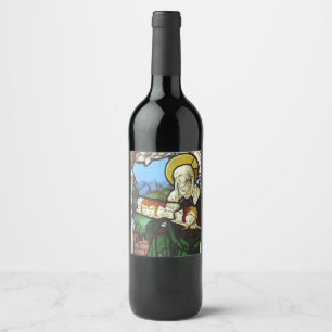 Etiqueta Para Botella De Vino Santa Felicitas y las cabezas de sus siete hijos