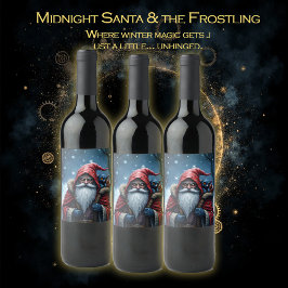Etiqueta Para Botella De Vino Santa Frostbite y su duende travieso.