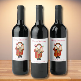 Etiqueta Para Botella De Vino Santa trayendo a los Navidades del alcohol