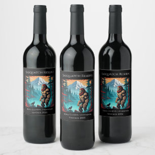 Etiqueta Para Botella De Vino Sasquatch de Cabeza Roja