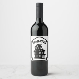 Etiqueta Para Botella De Vino Scary Haunted House Halloween