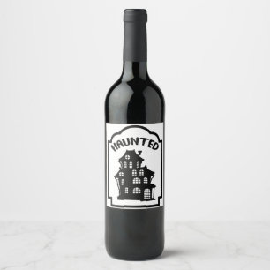 Etiqueta Para Botella De Vino Scary Haunted House Halloween
