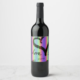Etiqueta Para Botella De Vino Scribble Love Xoxo Heart Stripe Food Set