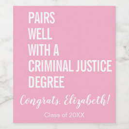 Etiqueta Para Botella De Vino Se Acompaña Bien Con Un Graduado En Justicia Penal