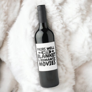 Etiqueta Para Botella De Vino Se pega bien con la manta y tus películas favorita