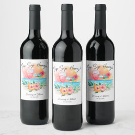 Etiqueta Para Botella De Vino Seaside Sippin | Tropical Beach Sip Sip Hooray