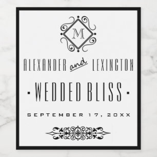 Etiqueta Para Botella De Vino Sello de Boda elegante monogramado