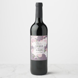 Etiqueta Para Botella De Vino Sello de Boda floral elegante Rosa Garden