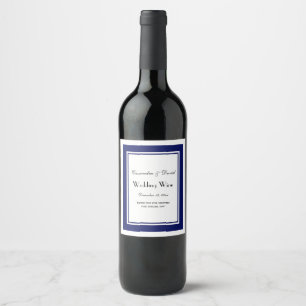Etiqueta Para Botella De Vino Sello de botellas de vino elegante con marco azul