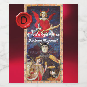 Etiqueta Para Botella De Vino Sello de cera de vino tinto del diablo monograma /