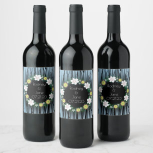 Etiqueta Para Botella De Vino Sello de Flores Personalizadas en Favor del Vino