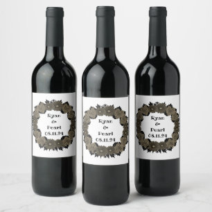 Etiqueta Para Botella De Vino Sello de Flores Personalizadas en Favor del Vino