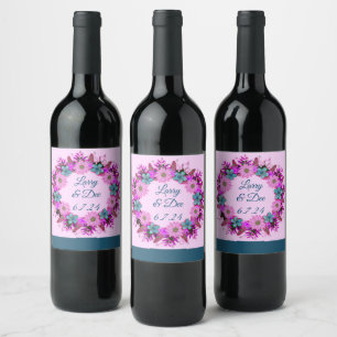 Etiqueta Para Botella De Vino Sello de Flores Personalizadas en Favor del Vino