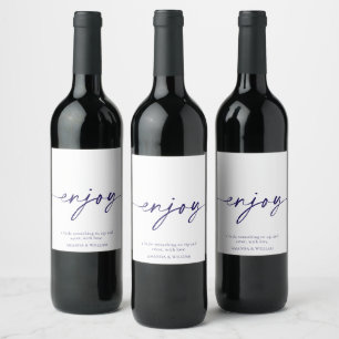 Etiqueta Para Botella De Vino Sello de vino Boda elegante blanco "Enjoy"