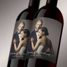 Sello de vino de la pareja de novia elegante