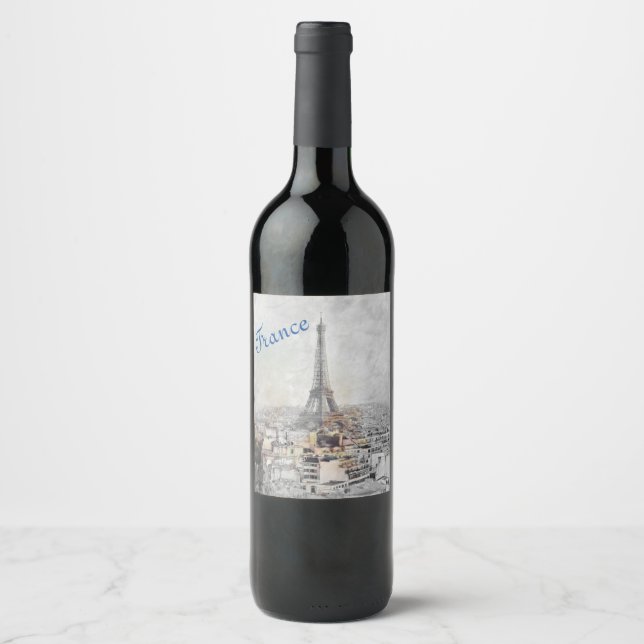 Etiqueta Para Botella De Vino Sello de vino Eiffel Tower Paris Francia - Elegant (Anverso)