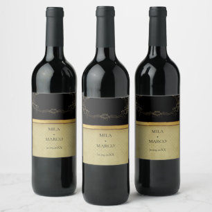 Etiqueta Para Botella De Vino Sello de vino elegante dorado deco