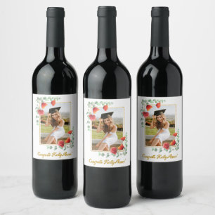 Etiqueta Para Botella De Vino Sello de Vino Elegante Floral Photo Graduation