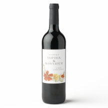 Sello de Vino Floral Negrita naranja y Marigold