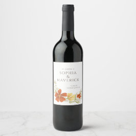 Etiqueta Para Botella De Vino Sello de Vino Floral Negrita naranja y Marigold