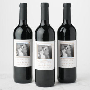 Etiqueta Para Botella De Vino Sello de vino fotográfico personalizado elegante