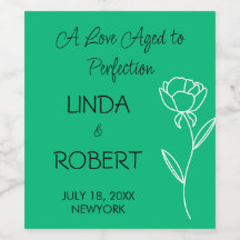Sello de vino Jade Green Elegant Wedding