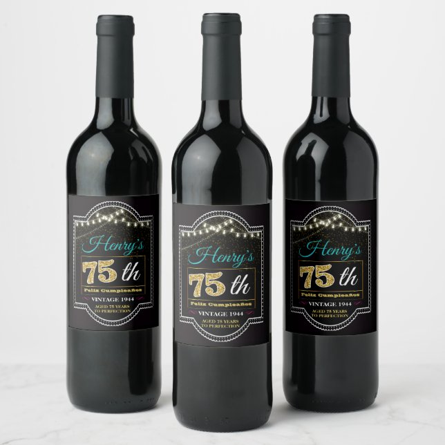 Etiqueta Para Botella De Vino Sello de vino Personalizado en 75 años, vientos a  (Botellas)
