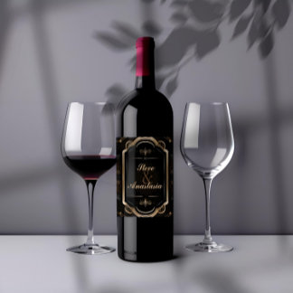Etiqueta Para Botella De Vino Sello de Wreath Monograma elegante de Demanda de O