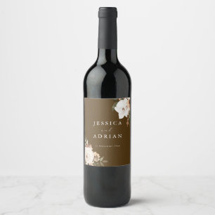 Etiqueta Para Botella De Vino Sello elegante de botellas de Boda de Boho floral
