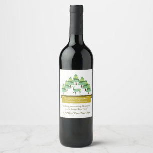 Etiqueta Para Botella De Vino Sello Golden Deer Forest Feliz Navidad