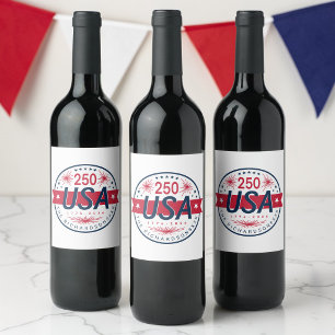 Etiqueta Para Botella De Vino Semicucentenario de EE. UU. 250º Aniversario de Am