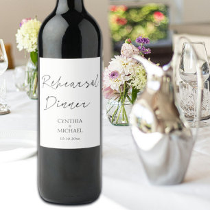 Etiqueta Para Botella De Vino Sencilla Boda de guión ensayo Cena