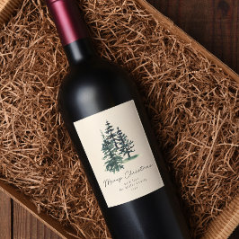 Etiqueta Para Botella De Vino Sencillo árbol de Navidad elegante | Árbol de pino