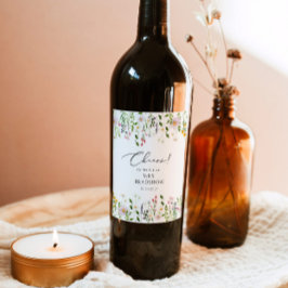 Etiqueta Para Botella De Vino Sencillo baby shower de flores silvestres