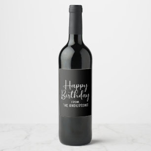 Etiqueta Para Botella De Vino Sencillo Cumpleaños Feliz de Nuestra Familia