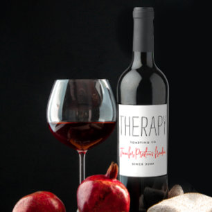 Etiqueta Para Botella De Vino Sencillo Humor Divorciado Chic Negro y Blanco Nomb