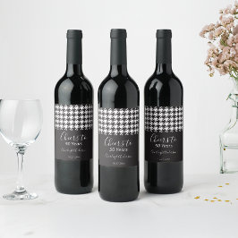 Etiqueta Para Botella De Vino Sencillo y clásico Cheque de gala negra y blanca
