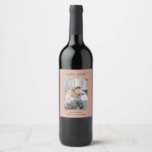 Etiqueta Para Botella De Vino Sencillo y elegante Foto mínima Guardar la fecha