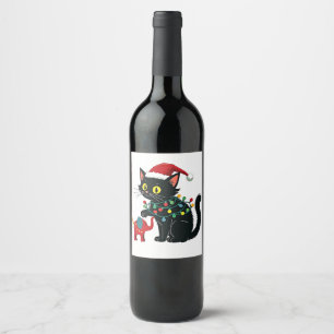 Etiqueta Para Botella De Vino Señora Gata sin Hijos Navidad Kamala Trump