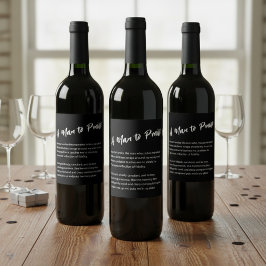 Etiqueta Para Botella De Vino Sentimental "Un hombre a elogiar"