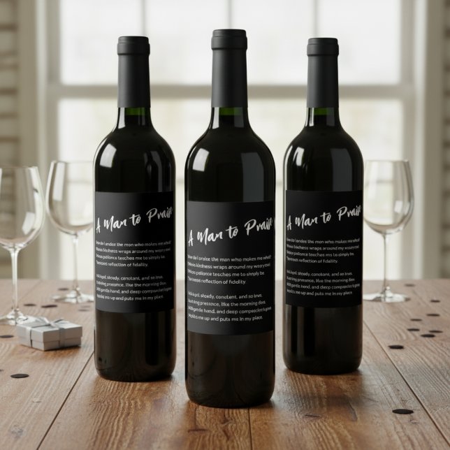 Etiqueta Para Botella De Vino Sentimental "Un hombre a elogiar" ("A Man to Praise" Sentimental Wine Label)