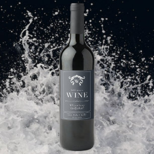 Etiqueta Para Botella De Vino ¿Serás Mi Padrino Elegante Monograma
