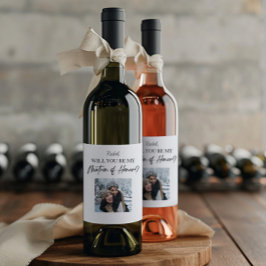 Etiqueta Para Botella De Vino ¿Serás Mi Propuesta de Matrona de Honor Personaliz