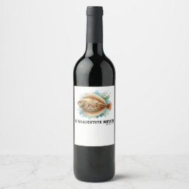 Etiqueta Para Botella De Vino Serie de Acuarela: Lenguado/Pez Plano