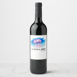 Etiqueta Para Botella De Vino Serie de Acuarela: Medusa 2