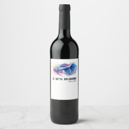 Etiqueta Para Botella De Vino Serie de Acuarela: Pez Betta