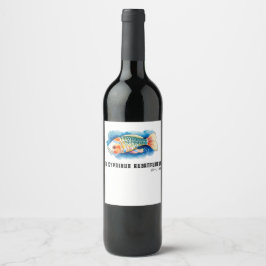 Etiqueta Para Botella De Vino Serie de Acuarela: Pez Koi