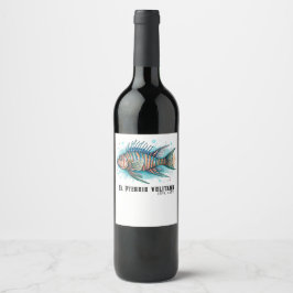 Etiqueta Para Botella De Vino Serie de Acuarela: Pez León