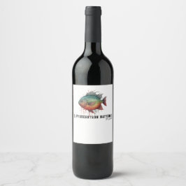 Etiqueta Para Botella De Vino Serie de Acuarela: Piraña