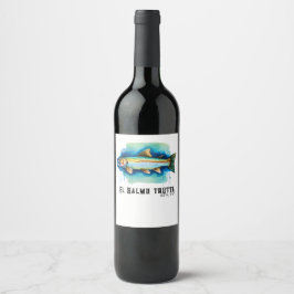 Etiqueta Para Botella De Vino Serie de Acuarela: Trucha/Salmón
